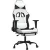 vidaXL Sedia da gaming vidaXL con funzione massaggio e poggiapiedi, in Pelle finta bianca e nera