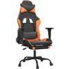 vidaXL Sedia da gaming vidaXL con funzione massaggio e poggiapiedi, nera e arancione, in ecopelle