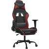 vidaXL Sedia da gaming vidaXL con funzione massaggio e poggiapiedi, in Pelle finta nera e bordeaux