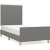 vidaXL Struttura letto senza materasso grigio scuro 90x200 cm tessuto