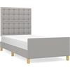 vidaXL Giroletto con testiera in tessuto grigio chiaro 80x200 cm