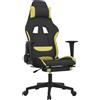 vidaXL Sedia da gaming vidaXL con poggiapiedi, tessuto nero e verde chiaro