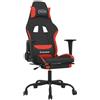 vidaXL Sedia da gaming vidaXL con poggiapiedi, tessuto nero e rosso