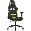 vidaXL Sedia da gaming vidaXL con poggiapiedi, tessuto nero e verde chiaro