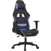 vidaXL Sedia da gaming vidaXL con poggiapiedi, tessuto nero e blu