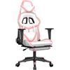 vidaXL Sedia da gaming vidaXL con funzione massaggio e poggiapiedi, in ecopelle bianca e rosa