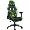 vidaXL Sedia da gaming vidaXL con funzione massaggio e poggiapiedi, in Pelle finta nera e verde