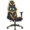 vidaXL Sedia da gaming vidaXL con funzione massaggio e poggiapiedi, in Pelle finta nera e dorata