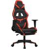 vidaXL Sedia da gaming vidaXL con funzione massaggio e poggiapiedi, in ecopelle nera e rossa