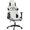 vidaXL Sedia da gaming vidaXL con funzione massaggio e poggiapiedi, in Pelle finta bianca e nera