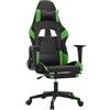 vidaXL Sedia da gaming vidaXL con funzione massaggio e poggiapiedi, in Pelle finta nera e verde