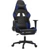 vidaXL Sedia da gaming vidaXL con funzione massaggio e poggiapiedi, in Pelle finta nera e blu