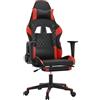 vidaXL Sedia da gaming vidaXL con funzione massaggio e poggiapiedi, in ecopelle nera e rossa