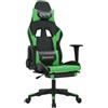 vidaXL Sedia da gioco con poggiapiedi in ecopelle nera e verde