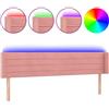 vidaXL Testata LED rosa 163x16x78/88 cm in velluto