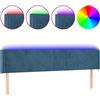 vidaXL Testiera LED blu scuro 203x16x78/88 cm velluto