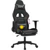 vidaXL Sedia da gaming vidaXL con funzione massaggio e poggiapiedi, in Pelle finta nera e grigia