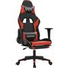 vidaXL Sedia da gaming vidaXL con funzione massaggio e poggiapiedi, in ecopelle nera e rossa