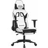 vidaXL Sedia da gaming vidaXL con funzione massaggio e poggiapiedi, in Pelle finta bianca e nera