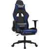 vidaXL Sedia da gaming vidaXL con funzione massaggio e poggiapiedi, in Pelle finta nera e blu