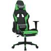 vidaXL Sedia da gaming vidaXL con funzione massaggio e poggiapiedi, in Pelle finta nera e verde