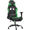 vidaXL Sedia da gaming vidaXL con funzione massaggio e poggiapiedi, in Pelle finta nera e verde