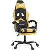 vidaXL Sedia da gaming vidaXL con poggiapiedi girevole Nero e oro Pelle finta