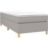 vidaXL Letto a molle con materasso grigio chiaro 90x190 cm in tessuto