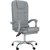 vidaXL Sedia da ufficio con funzione massaggio in tessuto grigio chiaro