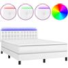 vidaXL Letto boxspring con materasso e LED bianco 140x190 cm in ecopelle