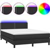vidaXL Letto a molle con materasso e LED nero 140x200 cm in Pelle finta