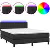 vidaXL Letto a molle con materasso e LED nero 140x200 cm in Pelle finta