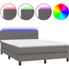 vidaXL Letto boxspring con materasso e LED grigio 140x200 cm in ecopelle