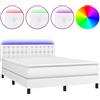 vidaXL Letto a molle con materasso e LED bianco 140x200 cm in Pelle finta