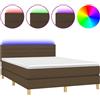 vidaXL Letto a molle con materasso e LED in tessuto marrone scuro 140x190 cm