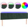 vidaXL Testiera LED Verde scuro 180x5x78/88 cm Velluto