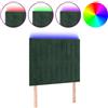 vidaXL Testiera LED Verde scuro 90x5x118/128 cm Velluto