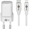Goobay 64575 Set di ricarica Lightning/USB-C™ PD (30 W), bianco - Adattatore di alimentazione USB-C™ da 30 W con cavo da USB-C™ a Lightning per iPhone 12, ad es