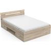 CBA Meubles Letto 140x200 cm 2 cassetti e 1 vano a giorno L204,3 cm - MICHIGAN
