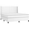 vidaXL Letto a molle con materasso bianco 160x200 cm in Pelle finta
