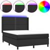 vidaXL Letto a molle con materasso e LED nero 140x200 cm in Pelle finta