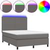 vidaXL Letto boxspring con materasso e LED grigio 140x200 cm in ecopelle