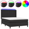 vidaXL Letto a molle con materasso e LED nero 140x200 cm in Pelle finta