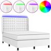 vidaXL Letto boxspring con materasso e LED bianco 140x190 cm in ecopelle