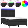 vidaXL Letto a molle con materasso e LED nero 140x200 cm in Pelle finta