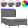 vidaXL Letto boxspring con materasso e LED grigio 140x190 cm in ecopelle