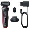 Braun Series 5 51-R1200S rasoio da uomo Rasoio a lamina Trimmer Nero, Rosso