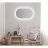 Talos Specchio da bagno con illuminazione Talos LED design specchio ovale bianco 45 x 75 cm - Specchio illuminato con cornice in alluminio di alta qualità in bianco opaco - Specchio da bagno - Specchio da parete