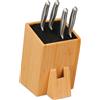 Relaxdays Blocco portacoltelli Relaxdays vuoto, supporto per coltelli in bambù, universale, porta coltelli con inserto in setola, naturale/nero