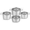 Fissler Pure Collection / Set di pentole in acciaio inox, 4 pezzi, pentole con coperchi in vetro (3 pentole, 1 padella) - Induzione